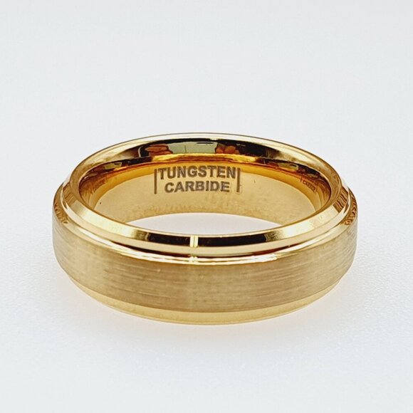 "Yellow Gold Tungsten Brushed Finish Wedding Ring for Women, GALTUN720 - Picture 7 of 11